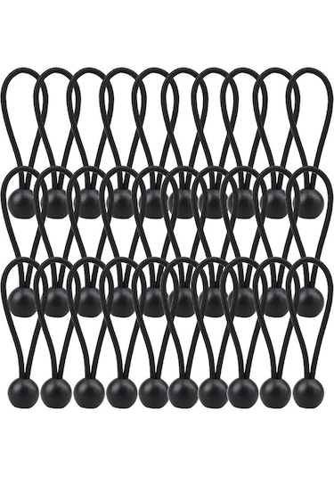 Tenfowee 30 Adet Siyah 4 İnç Kauçuk Top Kordonu, 4mm Kalınlıkta Hava Dayanıklı Bağlama Kayışı - Kamp, Çadır, Kargo, Tel Ve Hortum Sabitleme İçin Çok Renkli