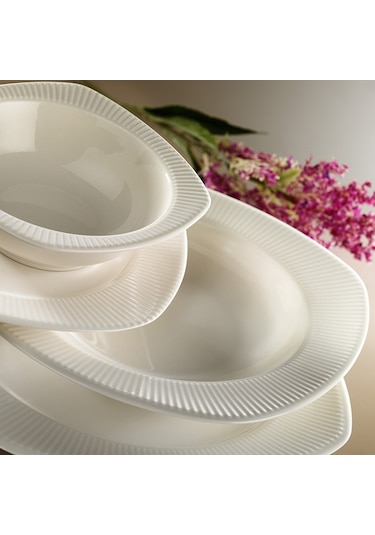 Kütahya Porselen Çisil Beyaz 12 Kişilik 48 Parça Yemek Takımı