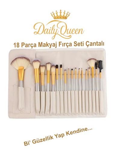 Daily Queen Makyaj Fırça Seti Deri Çantalı Lüx Ve Kaliteli
