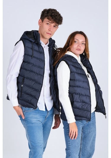 Dgn Everest Unısex Jel Dolgu Kapüşonlu Şişme Yelek Lacivert