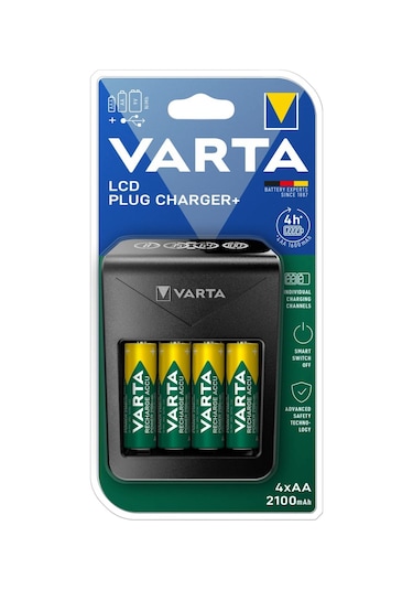 Varta Lcd Plug+ Şarj Cihazı+4x2100 Aa+4x800 Aaa Şarjlı Pil+çanta