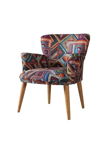 Mobilyabazari Çay Seti Tekli Koltuk, Berjer Salon, Balkon, Ofis, Bahçe Desenli