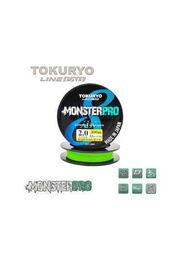 Tokuryo Lıne Lab Monsterpro X8 2.0pe 0.20mm 33ıb 15.0kg Bright-g
