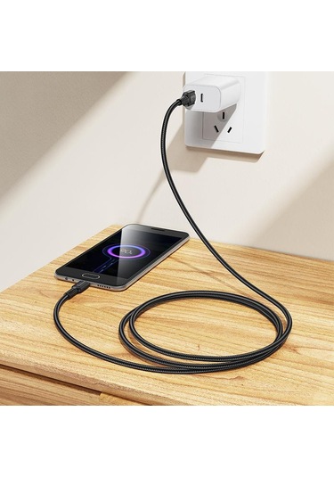 Borofone Bx116 1m 2.4a Usb'den Micro Usb'ye Belirli Şarj Veri Kablosu Beyaz