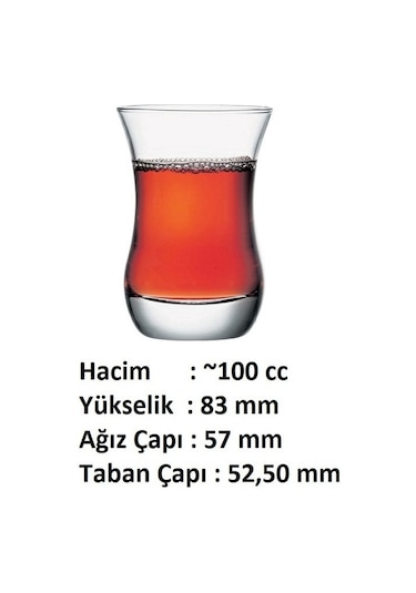 6 Lı Klasik Boy Çay Bardağı Takımı- Göz Dekor Şeffaf