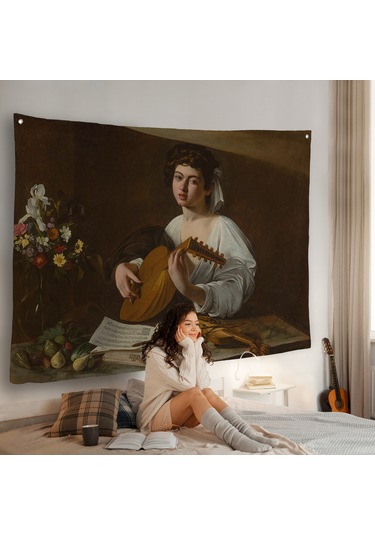 Caravaggio - Latva Çalan Kadın Duvar Örtüsü-7143