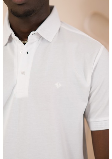 Paul Martin Örme Polo Yaka Regular Fit Pamuklu Ve Likralı T-shirt Beyaz