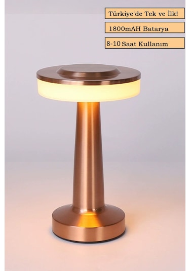Rose Gold Renkli Dekoratif Dokunmatik Masa Lambası Şarjlı Dim Edilebilir Renkli