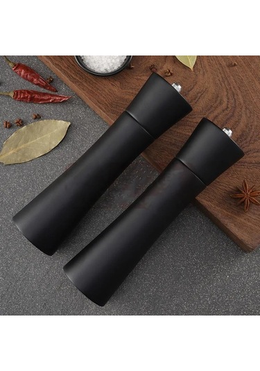 Jialan Ahşap Küçük Bel Biber Değirmeni Seti Seramik Çekirdek Siyah