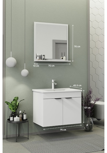 Biani Fix Arya 75 Cm Banyo Dolabı,Seramik Lavabolu, Aynalı,Lavabo Dahil,Mdf,Mat Beyaz Biani Fix Arya 75 Cm Banyo Dolabı,Seramik Lavabolu, Aynalı,Lavabo Dahil,Mdf,Mat Beyaz