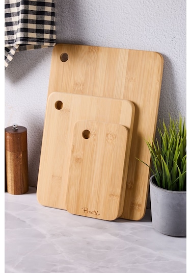 Bambu 3'lü Kesme Tahtası Seti Takımı 3 Boy 16336 Diğer