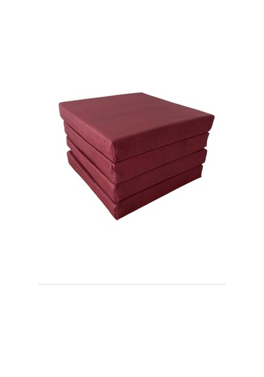 Sandalye Minderi Koltuk Minderi Su İtici Güneşe Dayanıklı Sandalye Minderi 50x50x8 Bordo 4 Adet Mavi