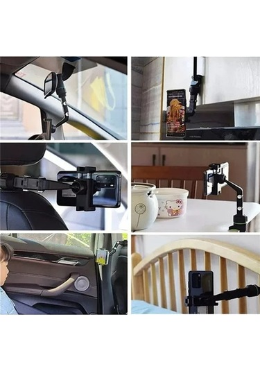 Novahub 360 Derecelik Ayarlanabilir Telefon Tutucu, Abs Malzeme, Genişlik 3-21mm, Telefon 50-100mm, Yeşil, Araba İçine Uygun Yeşil