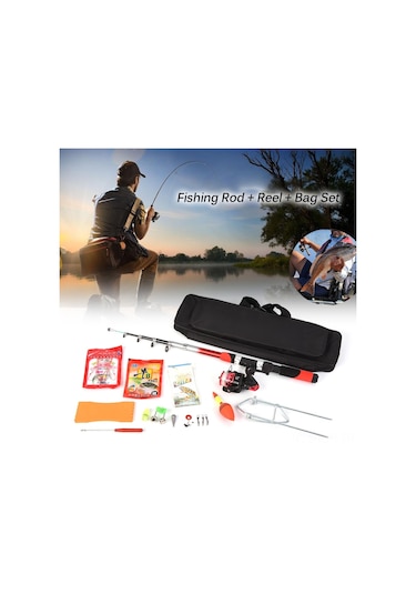 Jeehugo Tam Denge Fiberglas Oltu Seti 2.1m - Alüminyum Makara, Yemler, İğneler Ve Nylon Çanta İle Kamp/hiking Balıkçılığı