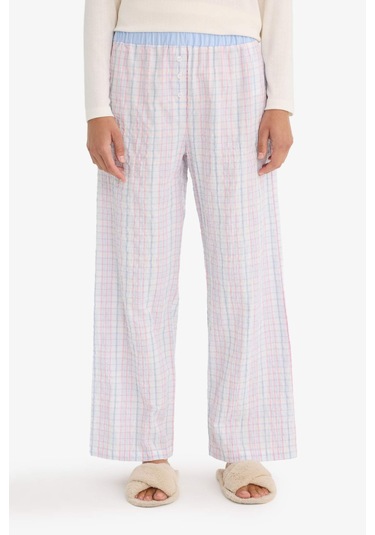 Defacto Regular Fit Uzun Boy Gofre Dokulu Pijama Altı-fall İn Love F8935ax25hsbe551 Mavi