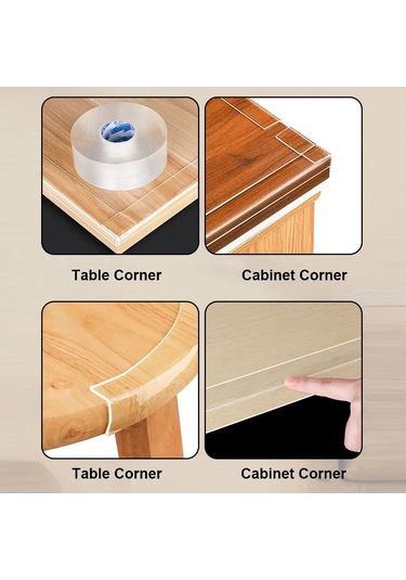 Masa Kenar Koruyucu Bant Mobilya Köşe Tampon Kendinden Yapışkanlı Çarpışma 1mm X 2cm X 5m