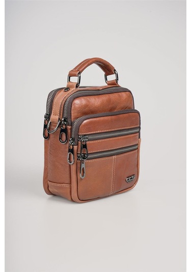 Ççs 31603 Hakiki Deri Askılı Çanta Kahve