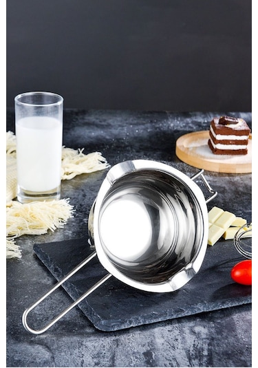 304 Çelik 400 Ml Kulplu Benmari Çikolata Eritme Çırpma Kabı Cin86