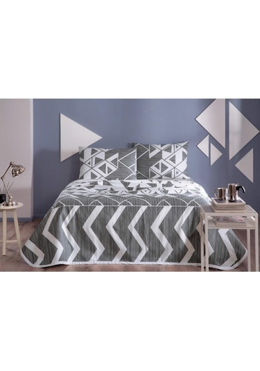 Taç Rain %100 Pamuk Tek Kişilik Pike Takımı Gri Gri