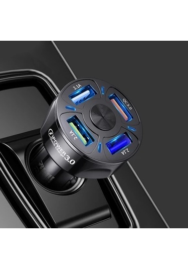 Blue Team Qc3.0 4- Port Çıkışlı Çoklu Usb Araç Şarjı Şarj Aleti 25w Pd Siyah