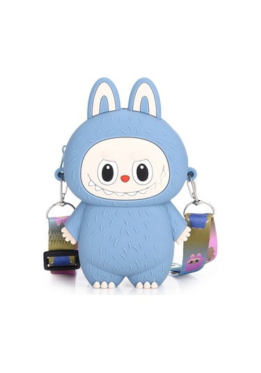 Snapbuy Silikon Bozuk Para Çantası, Labubu Şekilli Çocuk Cüzdanı Mavi