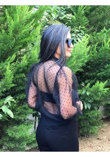 Forlady Siyah Arkası Dekolteli Gömlek