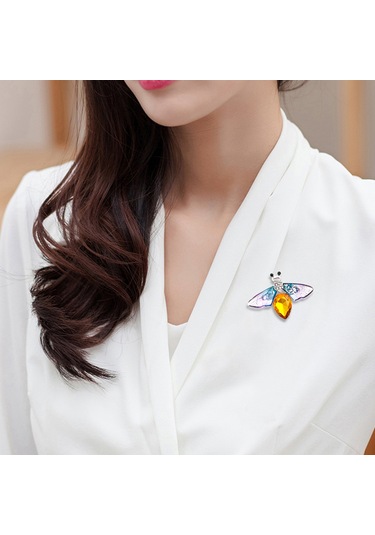 Padalink Yeşil Yncp6119 Büyük Boy Yaban Arısı-basıkan Kelebek Desenli Allüminyum Kristal Taşlı Giyim Dekorasyonu Broş Yeşil