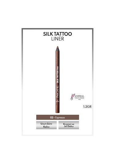 Note Cosmetique Silk Tattoo Liner Suya Dayanıklı İpeksi Jel Göz Kalemi 02 Espresso