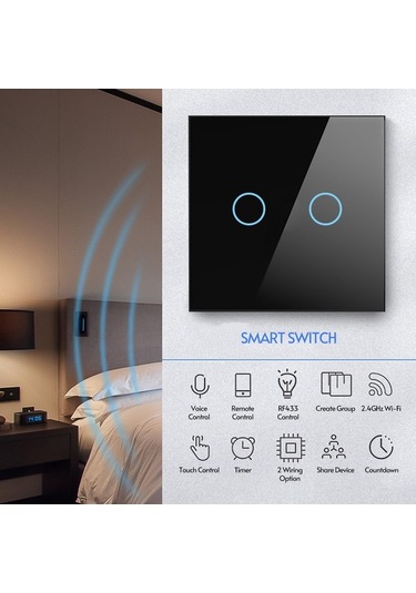 Pazly Google Home Dostu Wi-fi Anahtar - Dokunmatik Kontrol, Zamanlayıcı, Nötr Kablosuz Anahtar Diğer