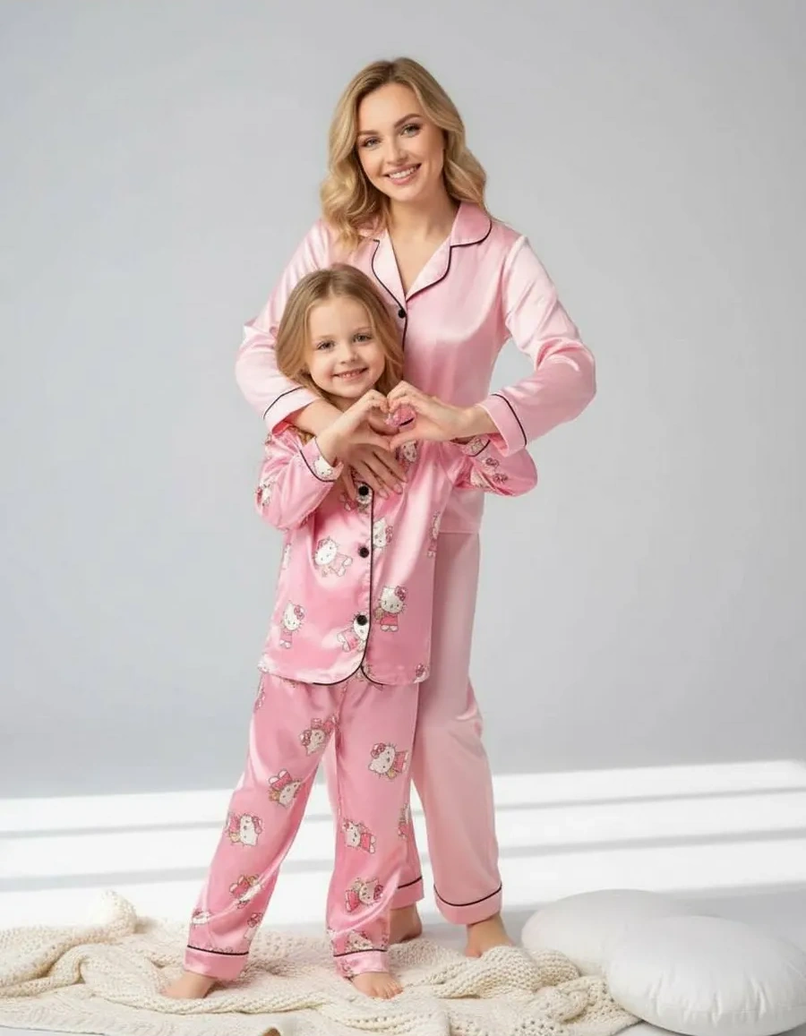 Kids Laugh Hello Kitty Pantolonlu Çocuk İpek Pijam 182665605 Pembe