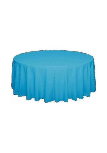 Düğün İçin Düz Renk Masa Örtüsü Yuvarlak Polyester Dayanıklı Masa Örtüsü Çap 140cm Göl Mavisi Diğer