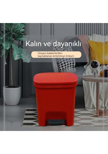 Jzcat10l Çöp Kutusu Ayakla Çalıştırılan Kapaklı Yarık Mutfak Tuvalet Banyo Sessiz Ev Sınıfı Plastik Kova - Açık Mavi