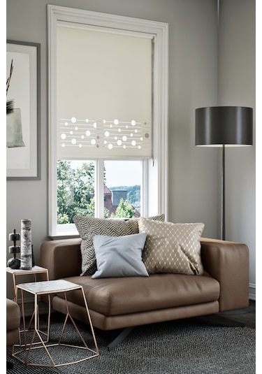 Lazer Kesim Mat Stor Perde, Lazer Kesimli Modern Serisi, M-161002 Ekru Renk Ekru