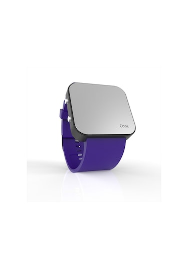 Cool Watch Saat - Siyah Led Kasa - Mor Kayış Unisex Pembe