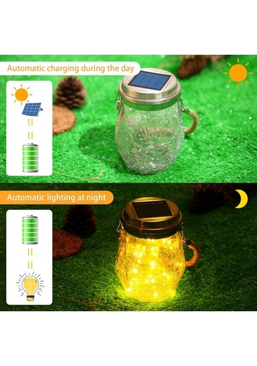 Moly 30 Led Güneş Enerjili Islak Beyaz Lamba 2 Adet Telsiz Bahçe Dekorasyonu Nikah Parti Diğer