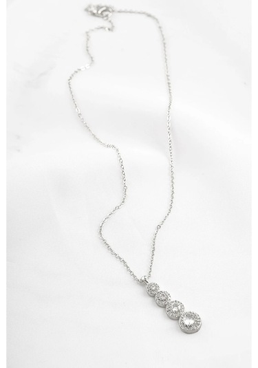 Ervanur Dört Sıra Zirkon Taşlı Su Yolu Kolye Gümüş