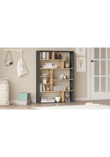 Robin Home Felix Kitaplık 124cm Sepet-antrasit