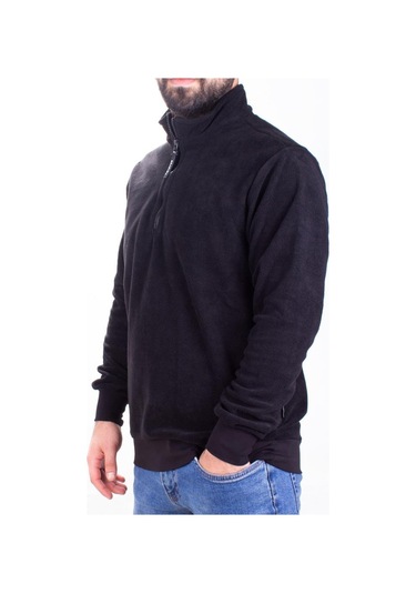 Twister 1903 Siyah Fermuarlı Dik Yaka Erkek Sweatshirt Siyah