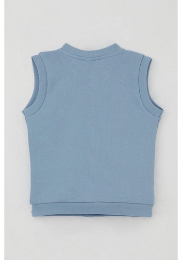 Breeze Erkek Bebek Yelek Çıtçıtlı Sevimli Balonlu Ayıcık Armalı 4 Ay-1 Yaş, Mavi Mavi