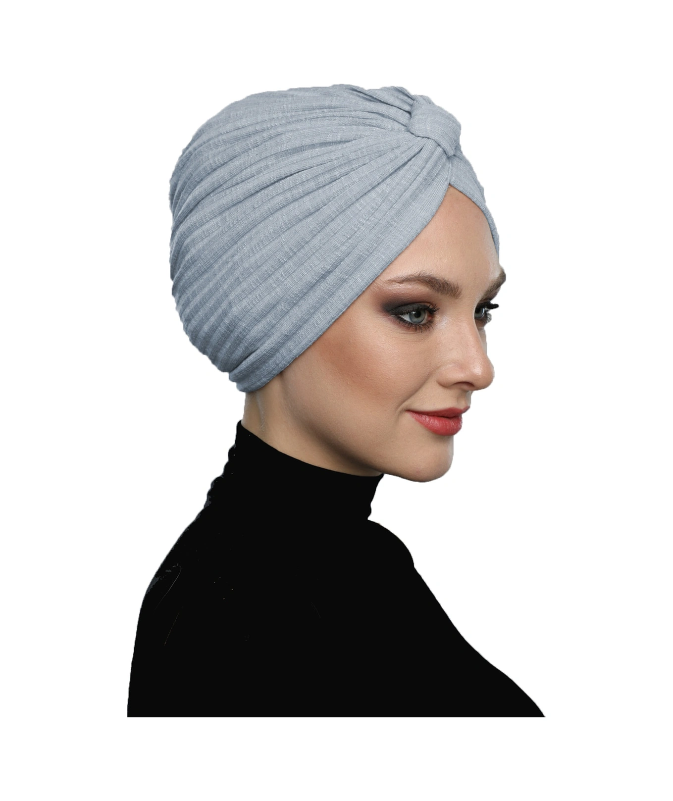 Pamuklu Bantlı Çapraz Astarlı Gri Hazır Türban Tesettür Havuz Bonesi Gri