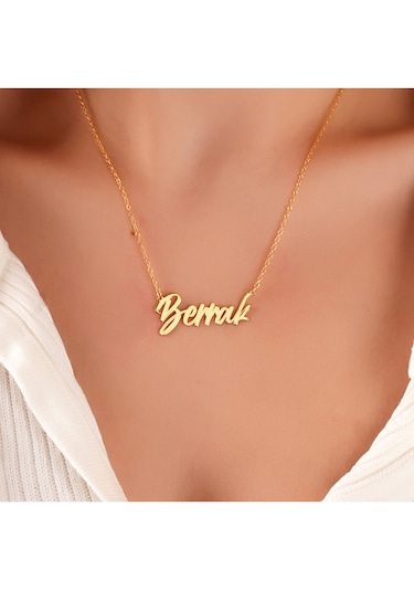 925 Ayar Gümüş İsimli Kadın Kolye 7 Sarı