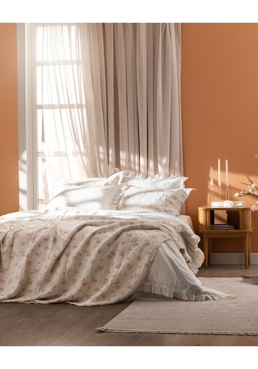 Madame Coco Julien Çift Kişilik Yatak Örtüsü Seti - Pudra Pudra