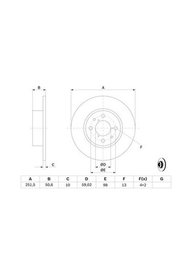 Fiat Bravo 1.4 2010-2014 Bosch Arka Disk 2 Adet