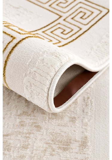 Efsun Krem Gold Modern Salon Ve Oturma Odası Halısı Krem