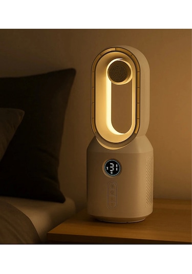 Hepu Hp-f29 Masaüstü Işıklı Type-c Şarjlı Bluetooth Hoparlörlü Sessiz Kule Tipi Fan