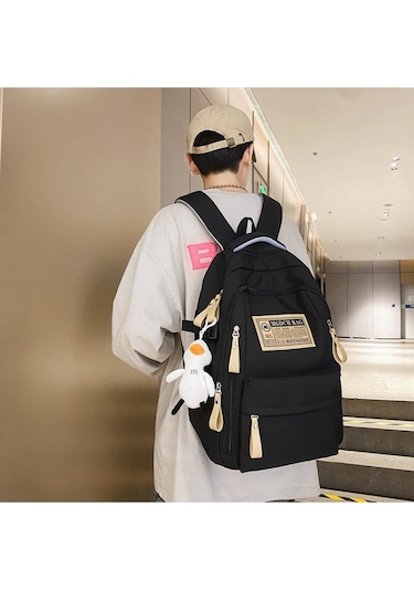 Şık Ve Üzgün Öğrenci Okul Çantası-siyah