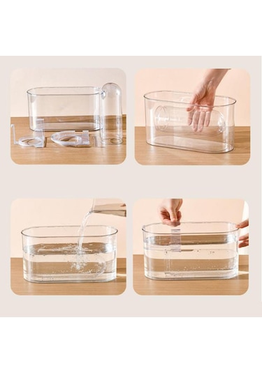 Suntek Mini Balık Tankı Toz Geçirmez Yetiştirme Oval-kısa