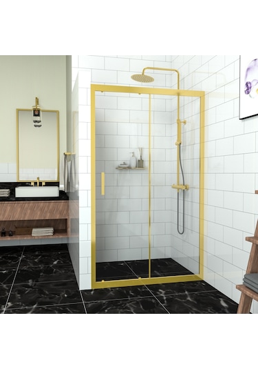Tekno Duş Gold Capello 6mm Şeffaf Cam 1 Sabit 1 Sürgü İki Duvar Arası Duşakabin Şeffaf