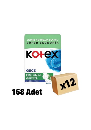 Kotex Natural Gece Hijyenik Ped 14'lü 12 Adet