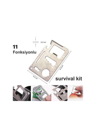 2 Adet Survival Acil Durum Kit Yardım Kartı 11 Fonksiyon Çok Renkli